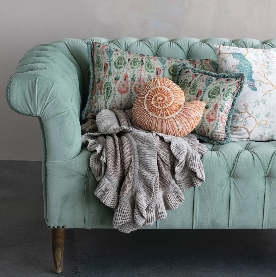 Cotton Knit Throw w/ Ruffle - 13 Hub Lane   |  
