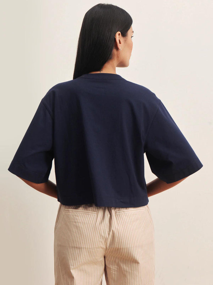 Freya Placket Tee, Navy Blazer