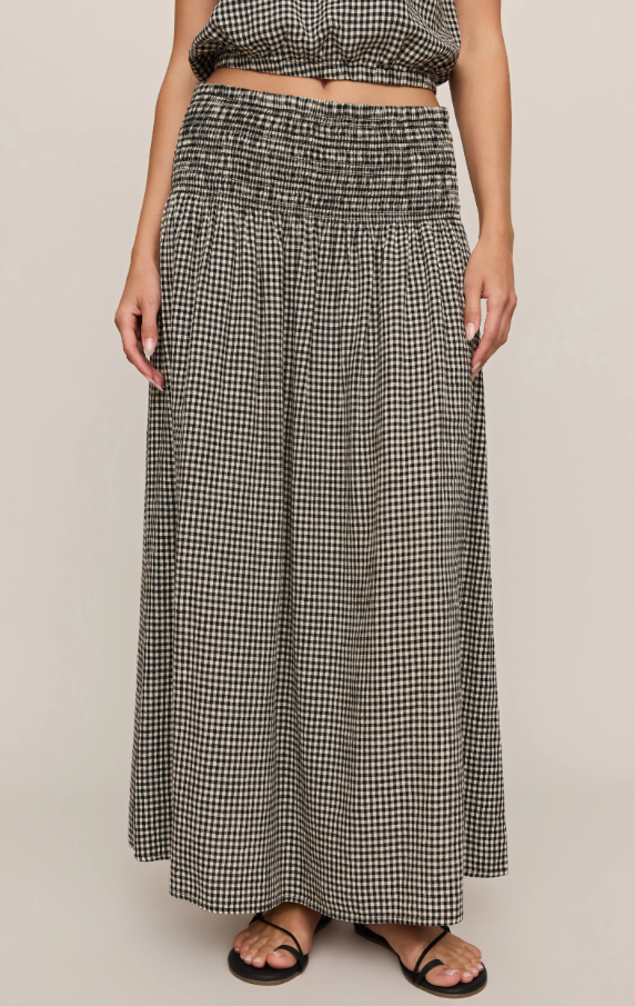 Brooke Gingham Maxi Skirt, Black