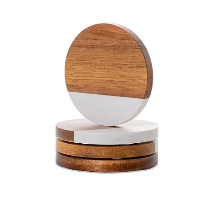 Marble & Mango Wood Coasters, S/4 - 13 Hub Lane   |  