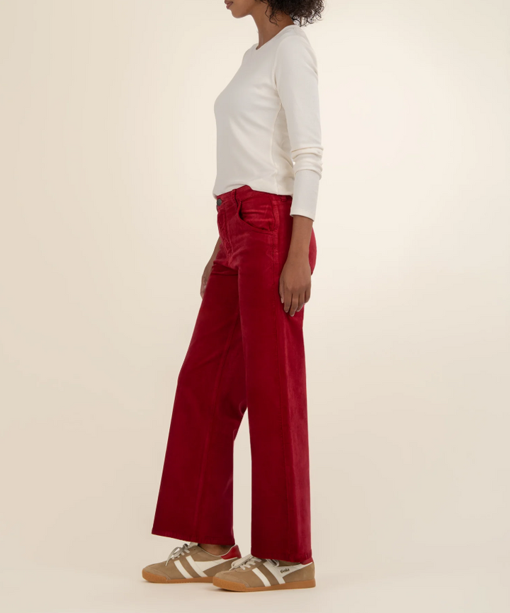 Kut From The Kloth Jean Velveteen High Rise Flare, Red