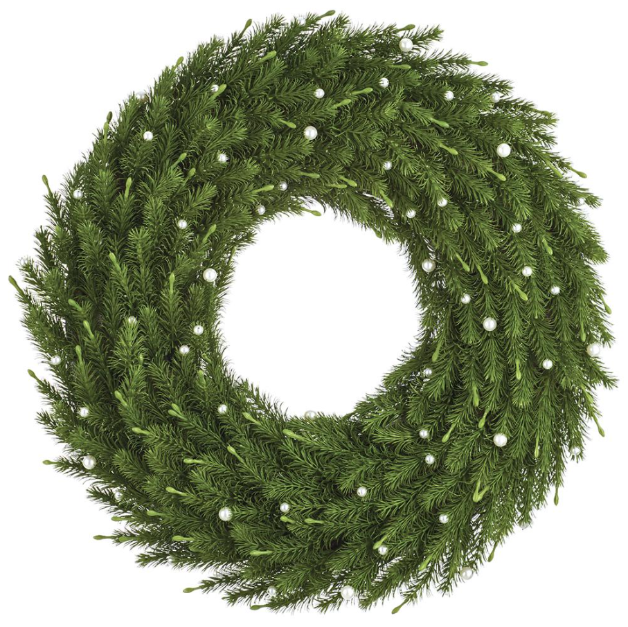 Pine Wreath w/ Pearls - 13 Hub Lane   |  Christmas Wreaths