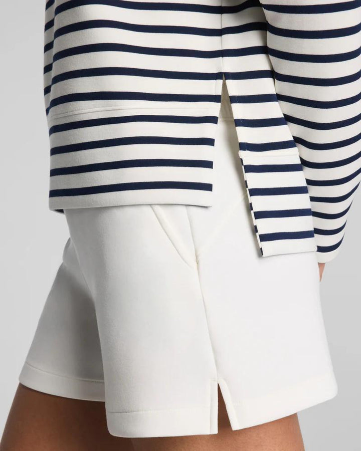 SPANX AirEssentials Crewneck Long Sleeve Top, Powder/ Timeless Navy Stripe