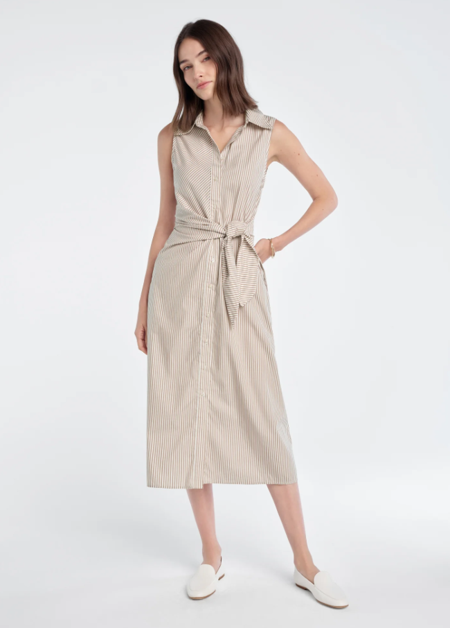 The Good Behavior Dress, Soft Taupe Stripe