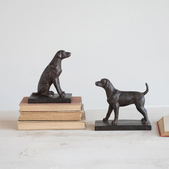 Resin Dog Bookend, Black