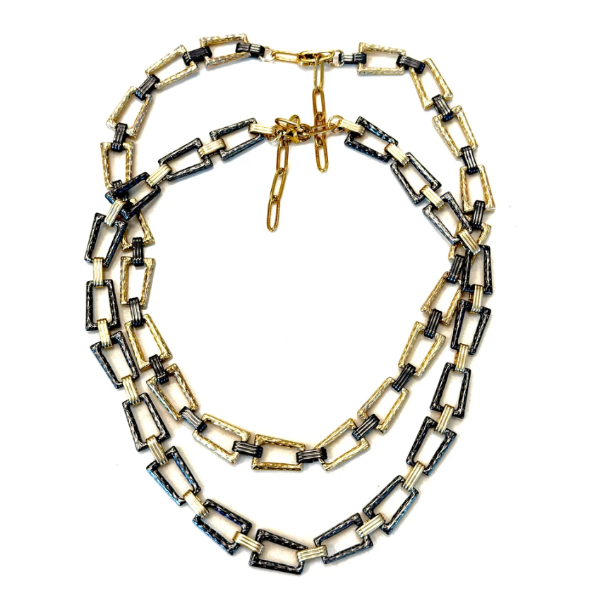 CV Designs Rectangle Link Necklace