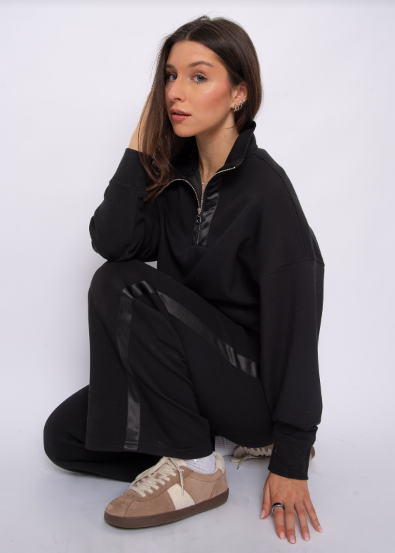 Erika Soft Knit Drawstring Pants, Black