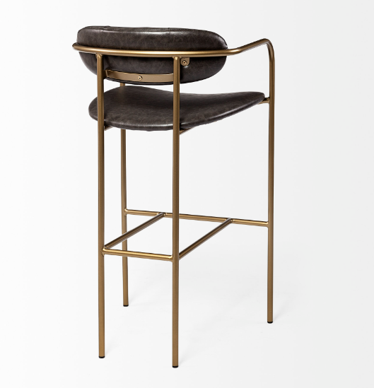 Parker Faux Leather & Gold Metal Bar Stool