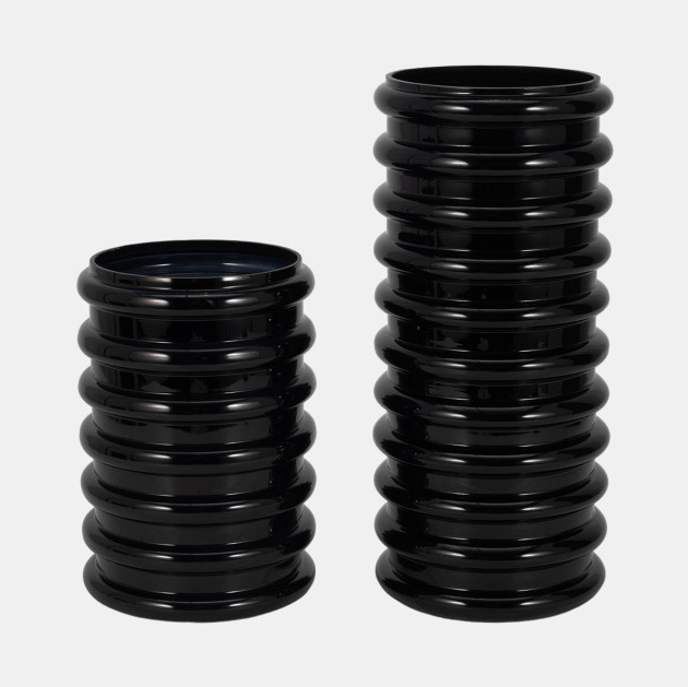 Black Glass Scalloped Vase - 13 Hub Lane   |  