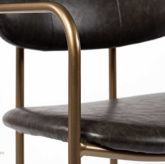 Parker Faux Leather & Gold Metal Bar Stool