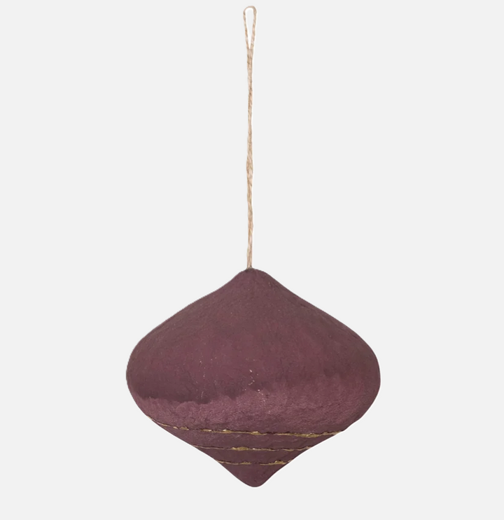 Paper Mache Ornament w/ Gold Stripes - 13 Hub Lane   |  Paper Mache Ornaments