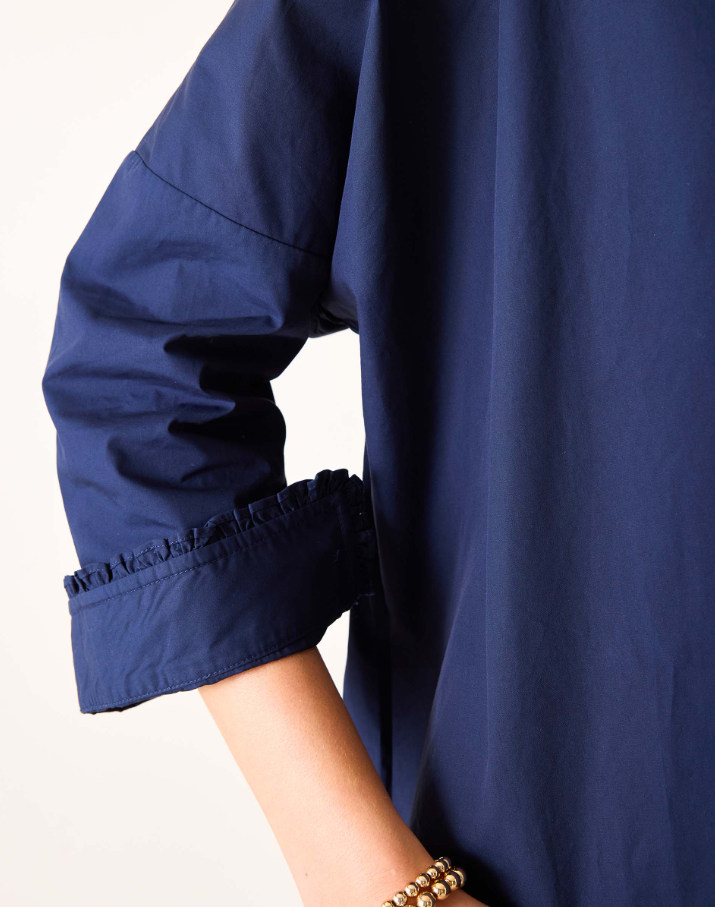 Emerson Ruffle Top, Navy