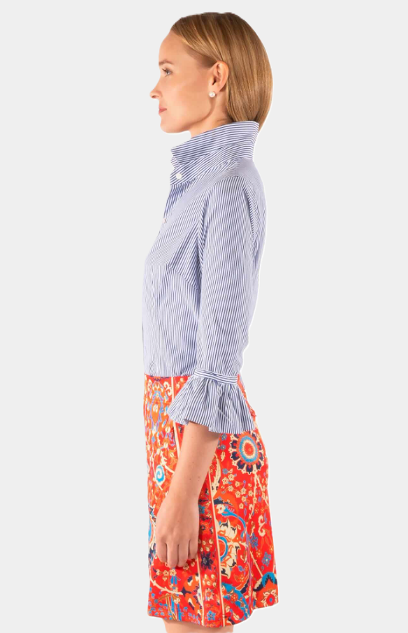Priss Brooks Blouse - Navy & White Stripe