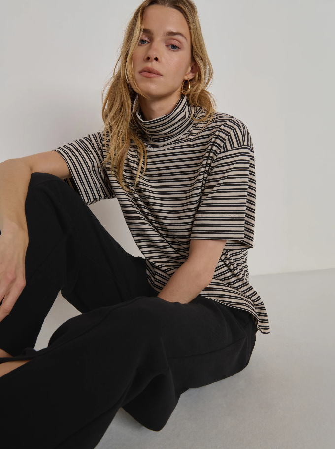 Nation LTD Fable Turtleneck Tee, Vintage Yarn Dye Stripe - 13 Hub Lane   |  