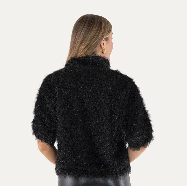 Estelle Top - Black Tie Feather Fringe