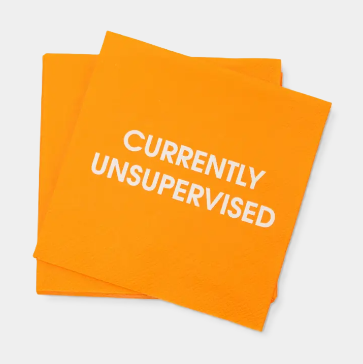 Currently Unsupervised - Cocktail Napkins - 13 Hub Lane   |  Funny Cocktail Napkins