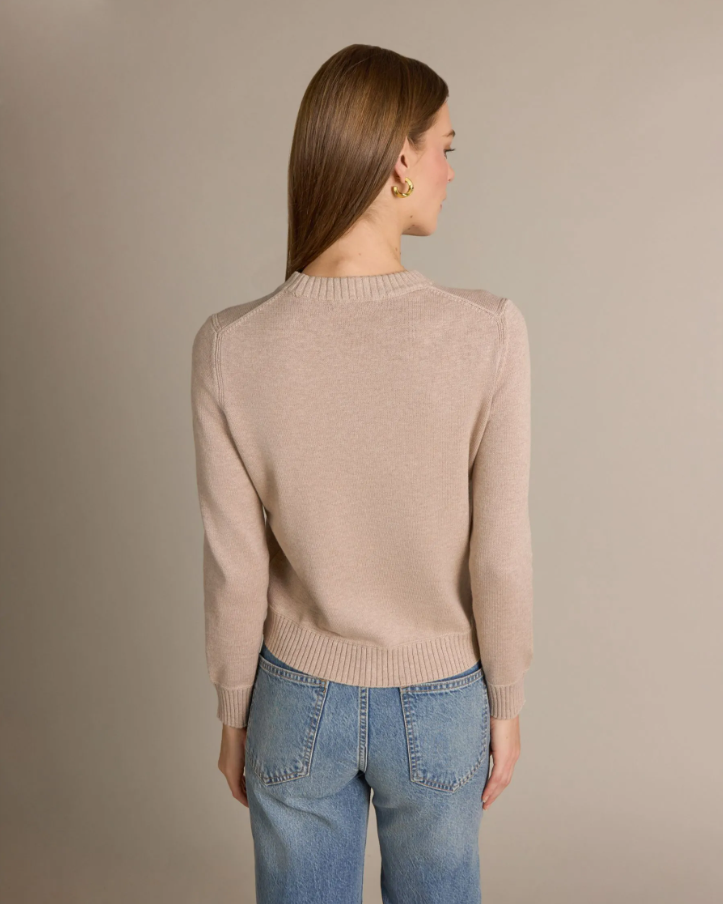 Cotton Cashmere Shadow Dog Intarsia Crew, Biscotti - 13 Hub Lane   |  