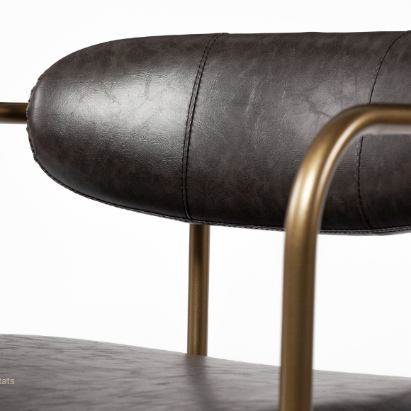 Parker Faux Leather & Gold Metal Bar Stool