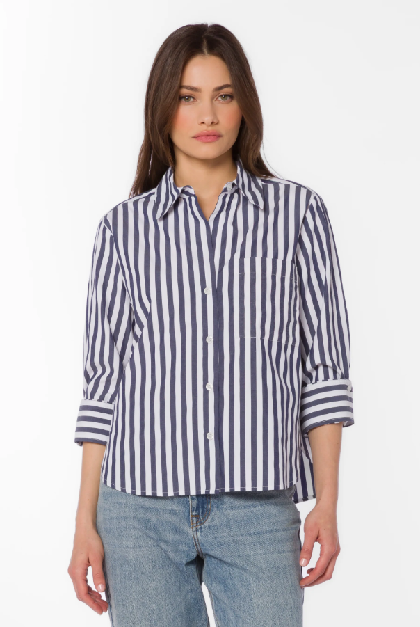 Valencia Striped Shirt, Indigo Blue - 13 Hub Lane   |  
