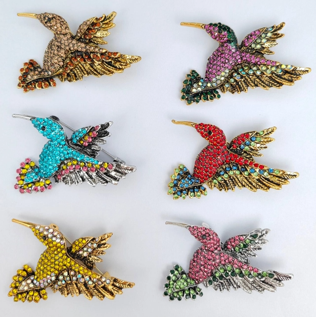 Rhinestone Hummingbird Brooch - 13 Hub Lane   |  