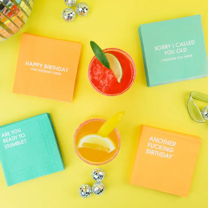 Sorry I Called You Old - Cocktail Napkins - 13 Hub Lane   |  Funny Cocktail Napkins
