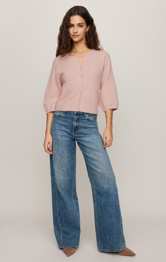 Valor Short Sleeve Cardigan, Soft Blush