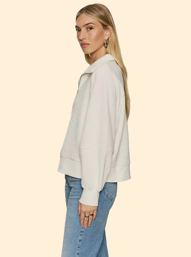 Textured Zip Up Popover, Chalk