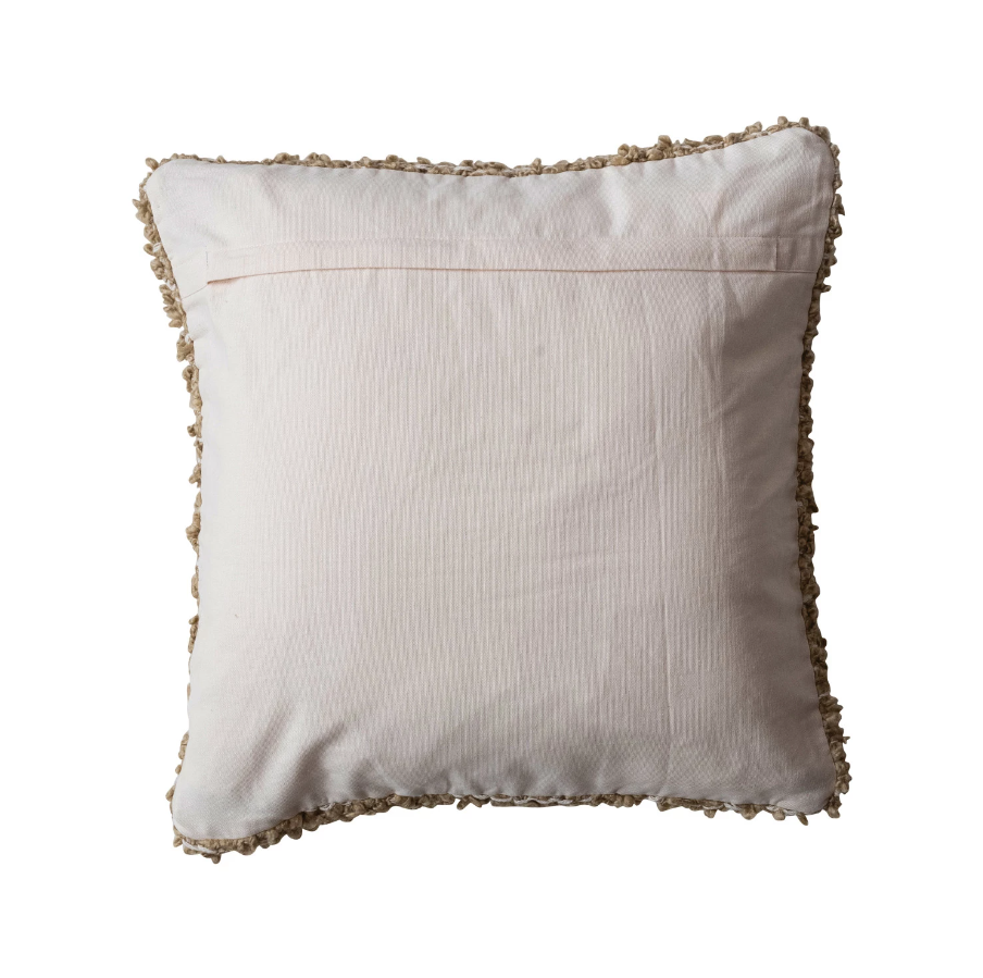 Woven Cotton Blend Bouclé Pillow, Tan