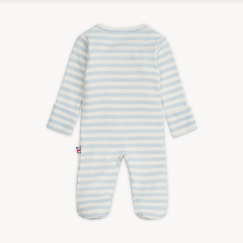 blue stripe organic cotton footie - 13 Hub Lane   |  Footies