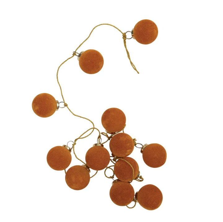 Butterscotch Flocked Glass Ball Garland