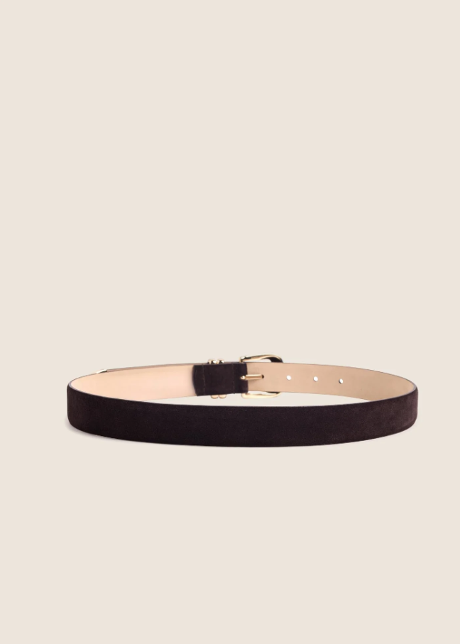 The Suede Jordan Belt, Chocolate & Gold