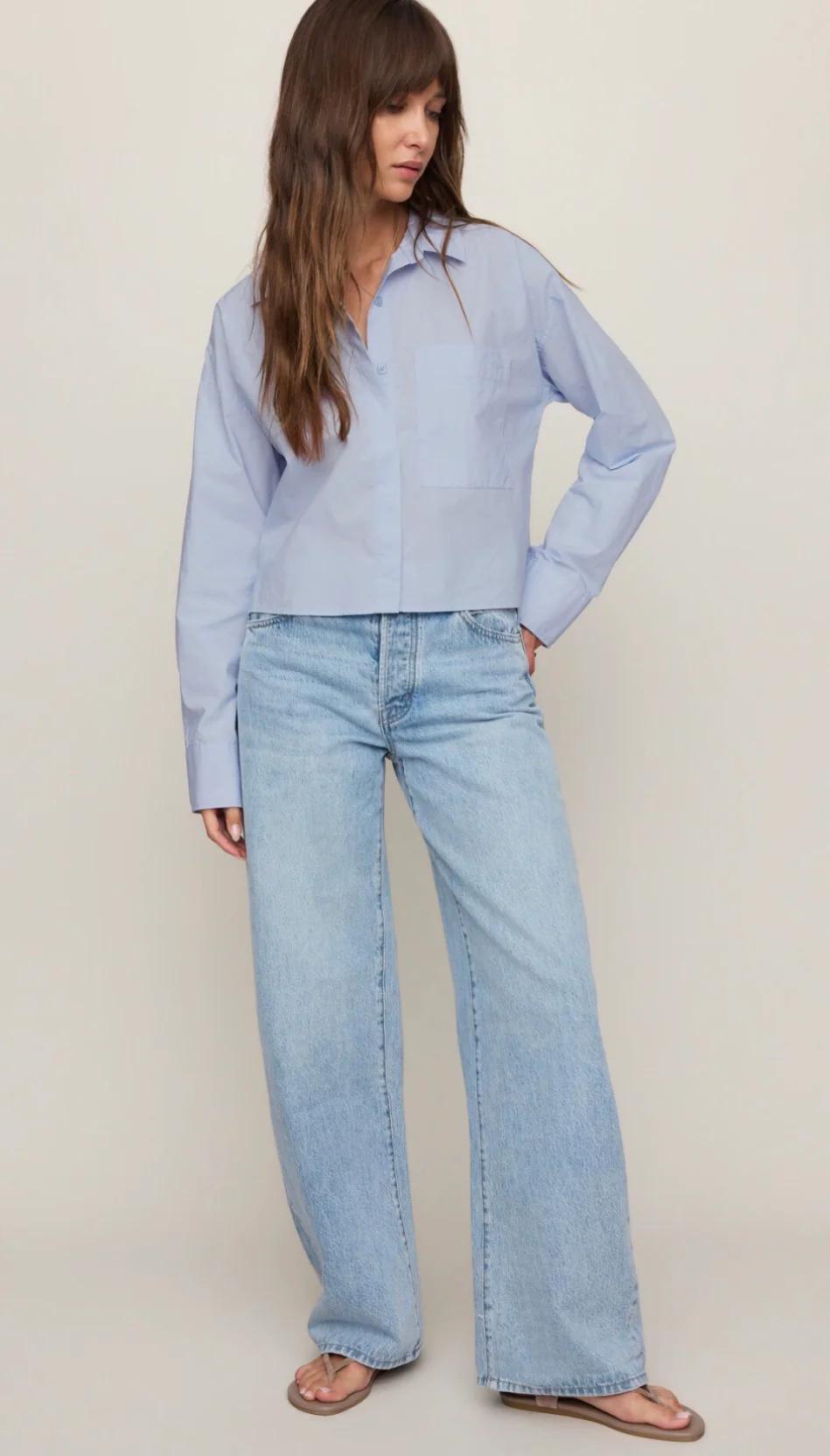 Favorite Button-Up Top, Hamptons Blue