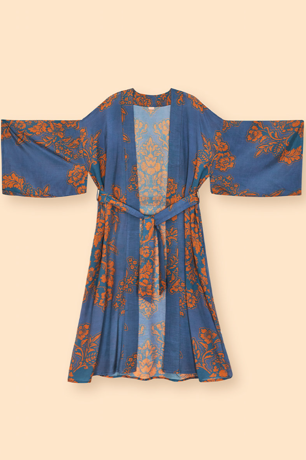 Denim Tapestry Kimono Gown