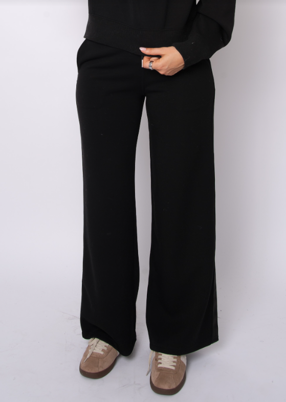Erika Soft Knit Drawstring Pants, Black