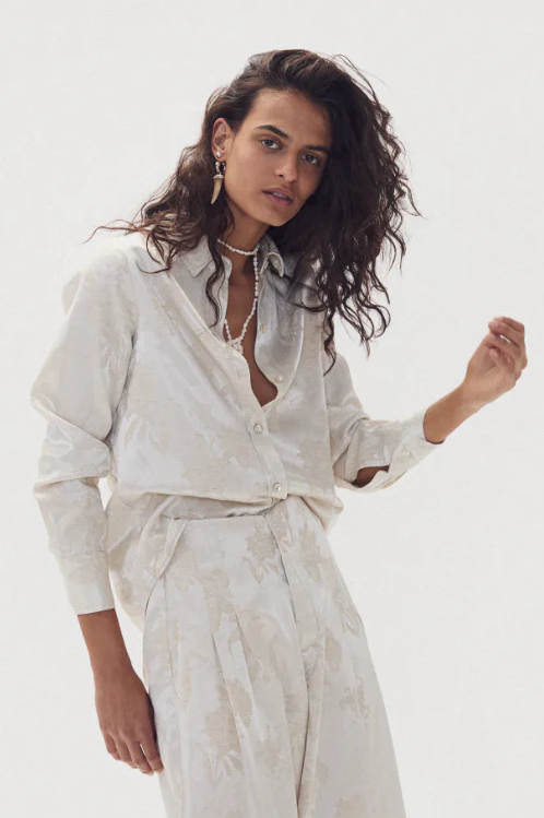 San Marino Brocade Shirt, Ivory Garden - 13 Hub Lane   |  Button-Ups