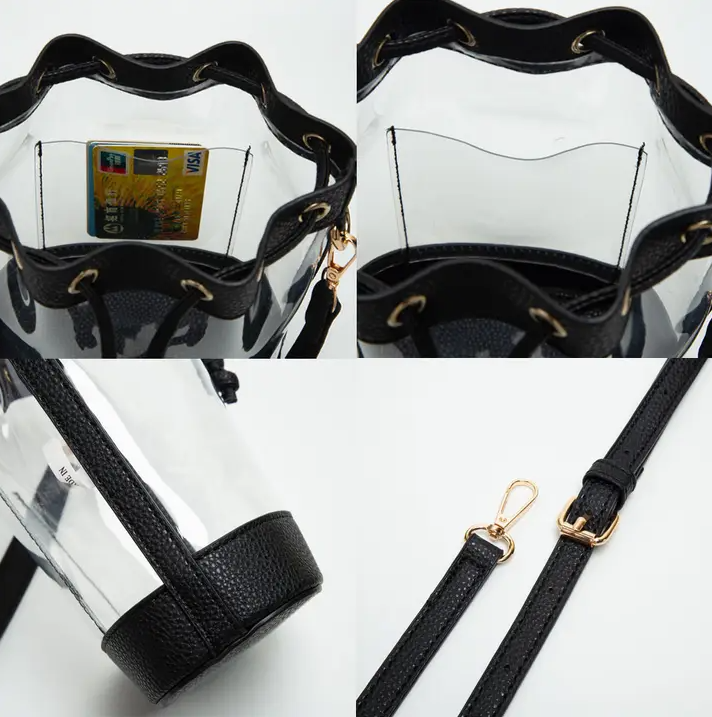 Transparent Bucket Bag, Black - 13 Hub Lane   |  Clear Bucket Bags
