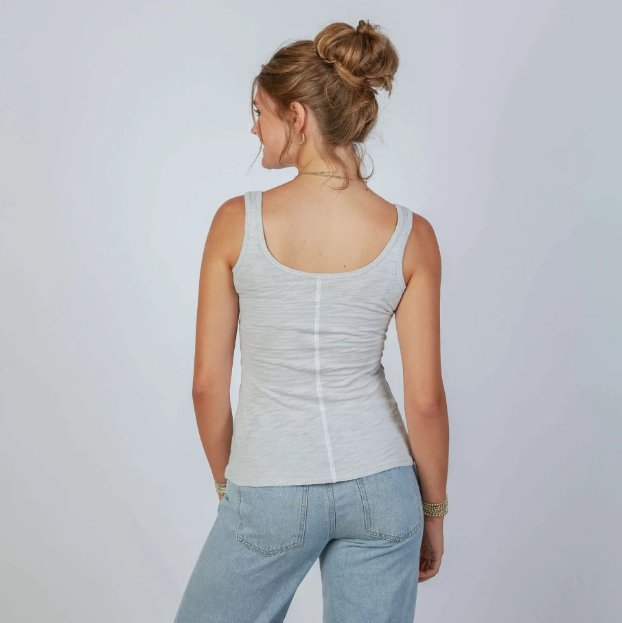 Double Layer Pima Tank, Light Heathered Gray