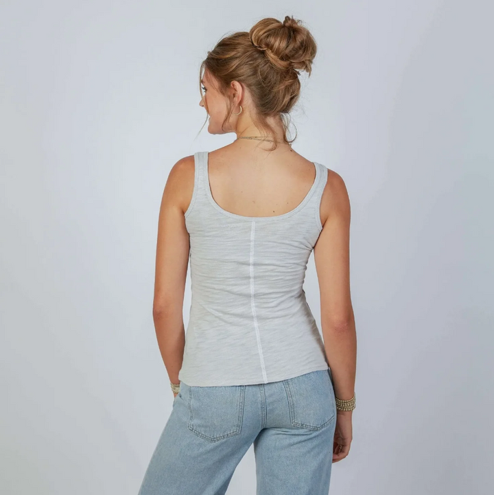 Double Layer Pima Tank, Light Heathered Gray
