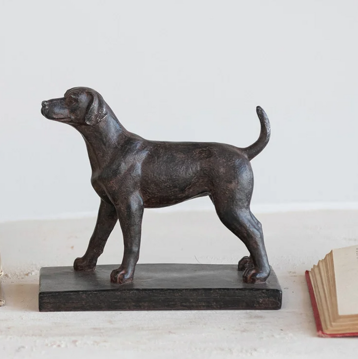 Resin Dog Bookend, Black