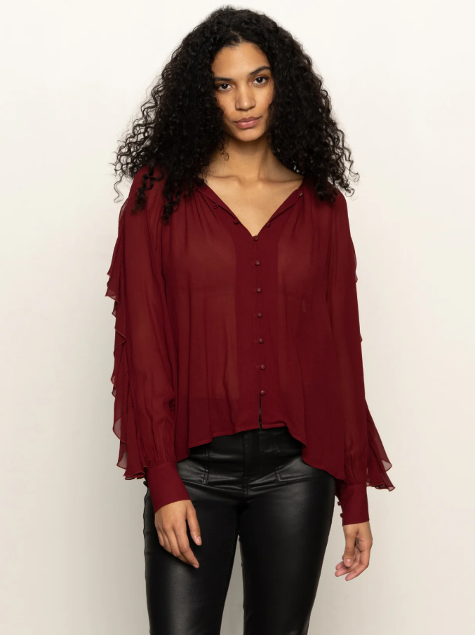 Harmony Blouse, Crimson - 13 Hub Lane   |  Sheer Blouses