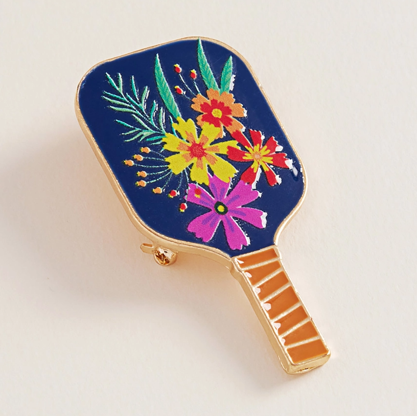 Enamel Pickleball Paddle Brooch - 13 Hub Lane   |  