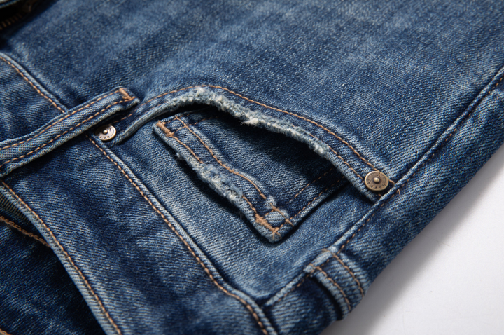 Low Rise Straight Leg Jeans, Retro Dark Blue - 13 Hub Lane   |  Cropped Straight Leg Pants