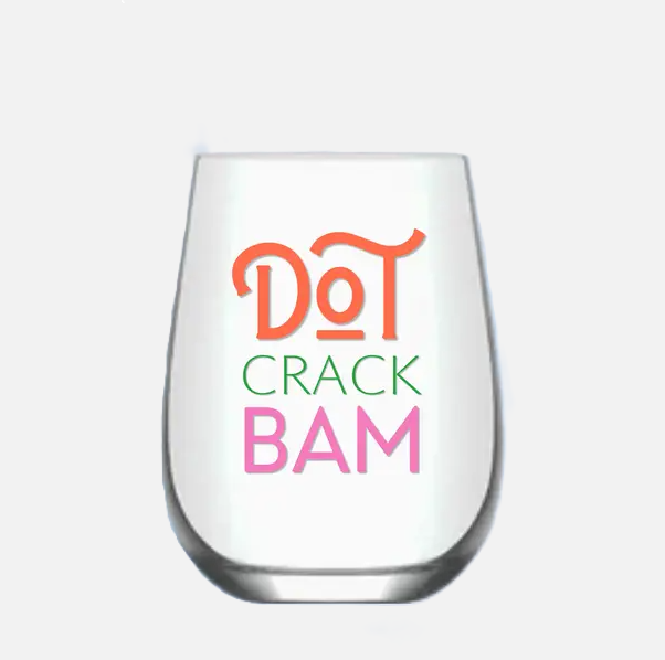 Dot Crack Bam Blue Tile Mahjong Stemless Wine Glasses