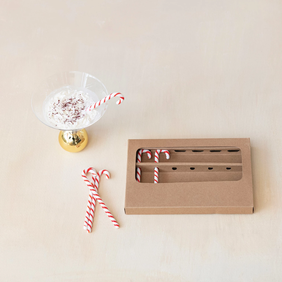 Glass Candy Cane Stir Sticks - 13 Hub Lane   |  Stirrers