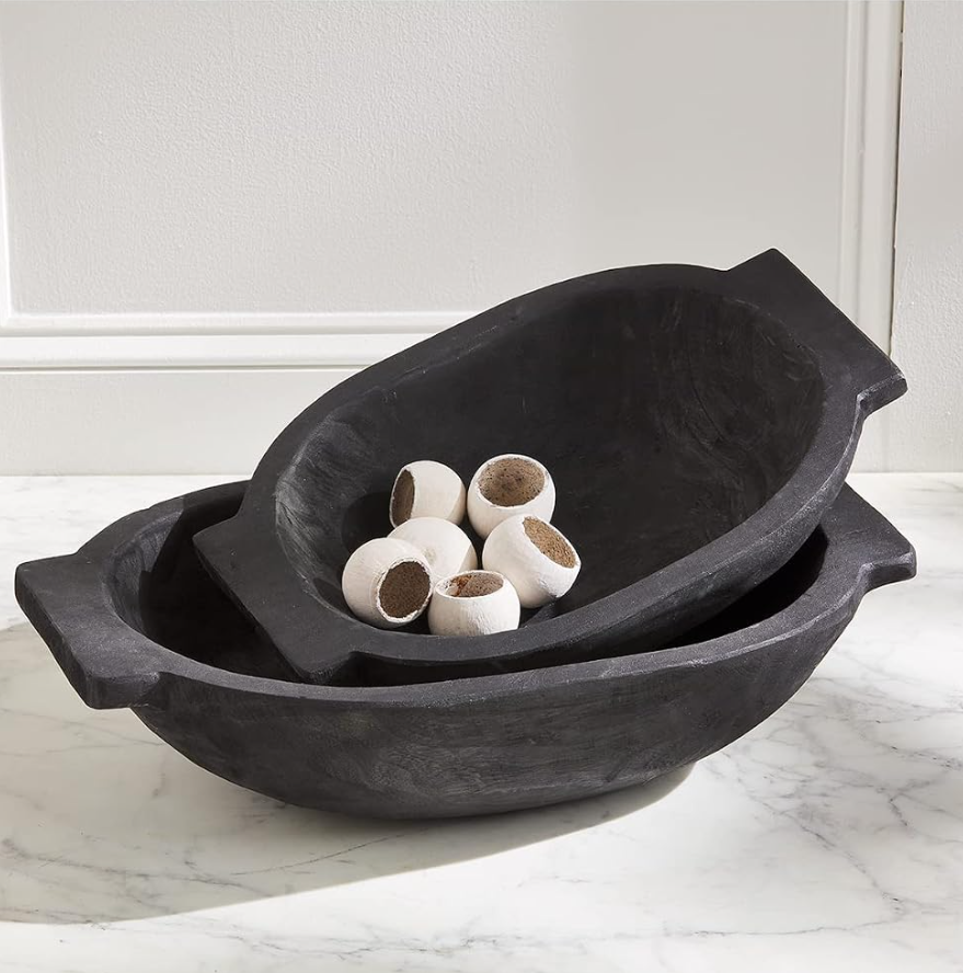 Oval Dough Bowl, Black