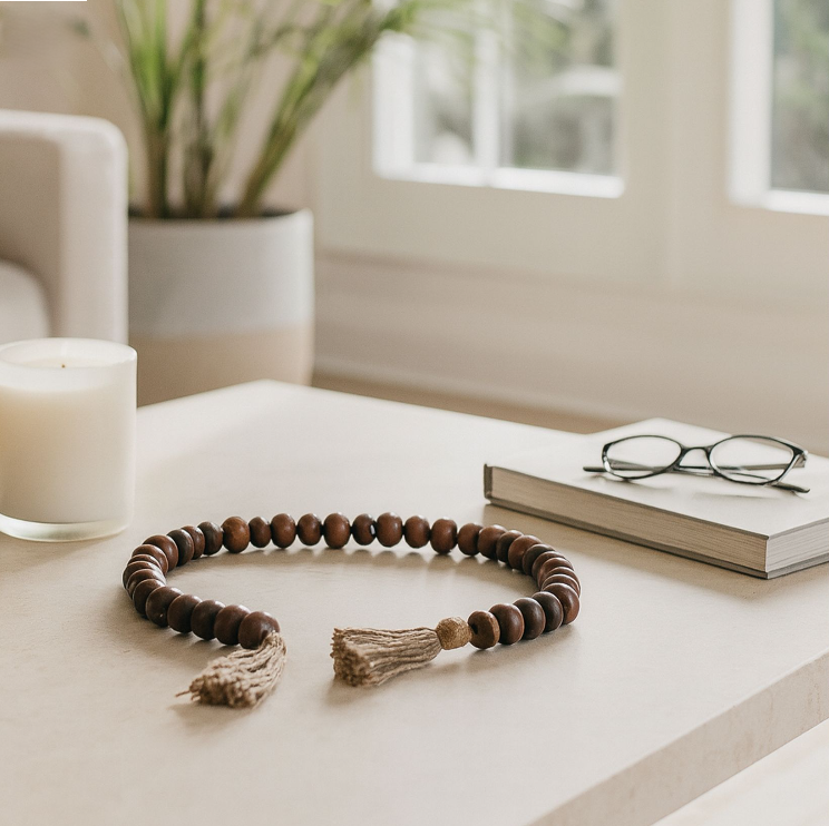 Flat Beads Garland, Natural