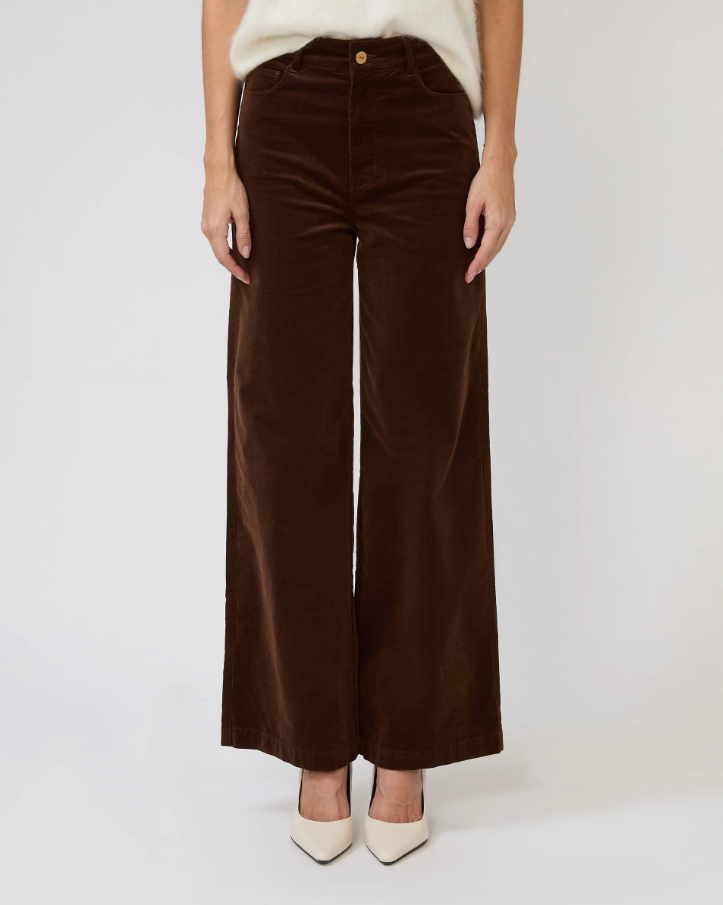 Paige Anessa 31" Wide Leg Cords, Hickory