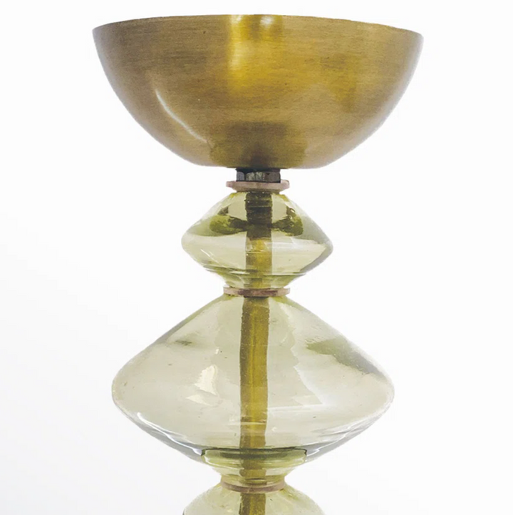 Recycled Glass & Metal Pillar Holder - 13 Hub Lane   |  Glass Candle Holders