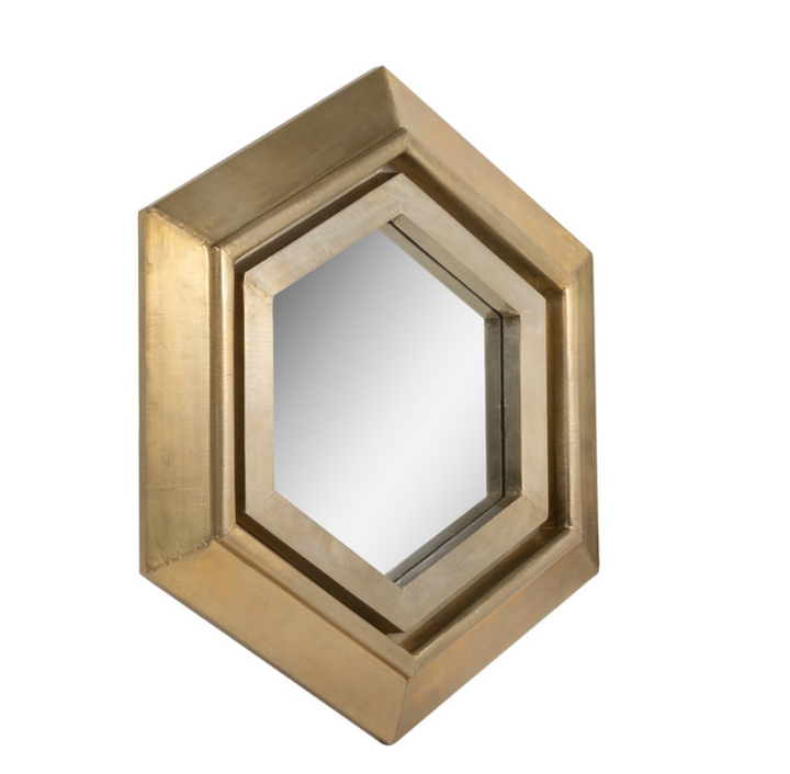 Warwin Champagne Clad Hexagon Mirror - 13 Hub Lane   |  