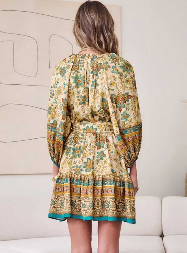 Paisley Border Printed Mini Dress - 13 Hub Lane   |  Mini Dresses